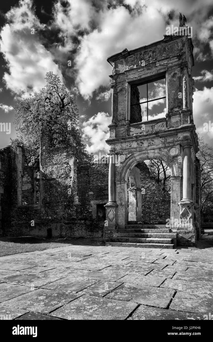 Die Veranda an der Old Gorhambury House, St Albans, Hertfordshire, Großbritannien Stockfoto