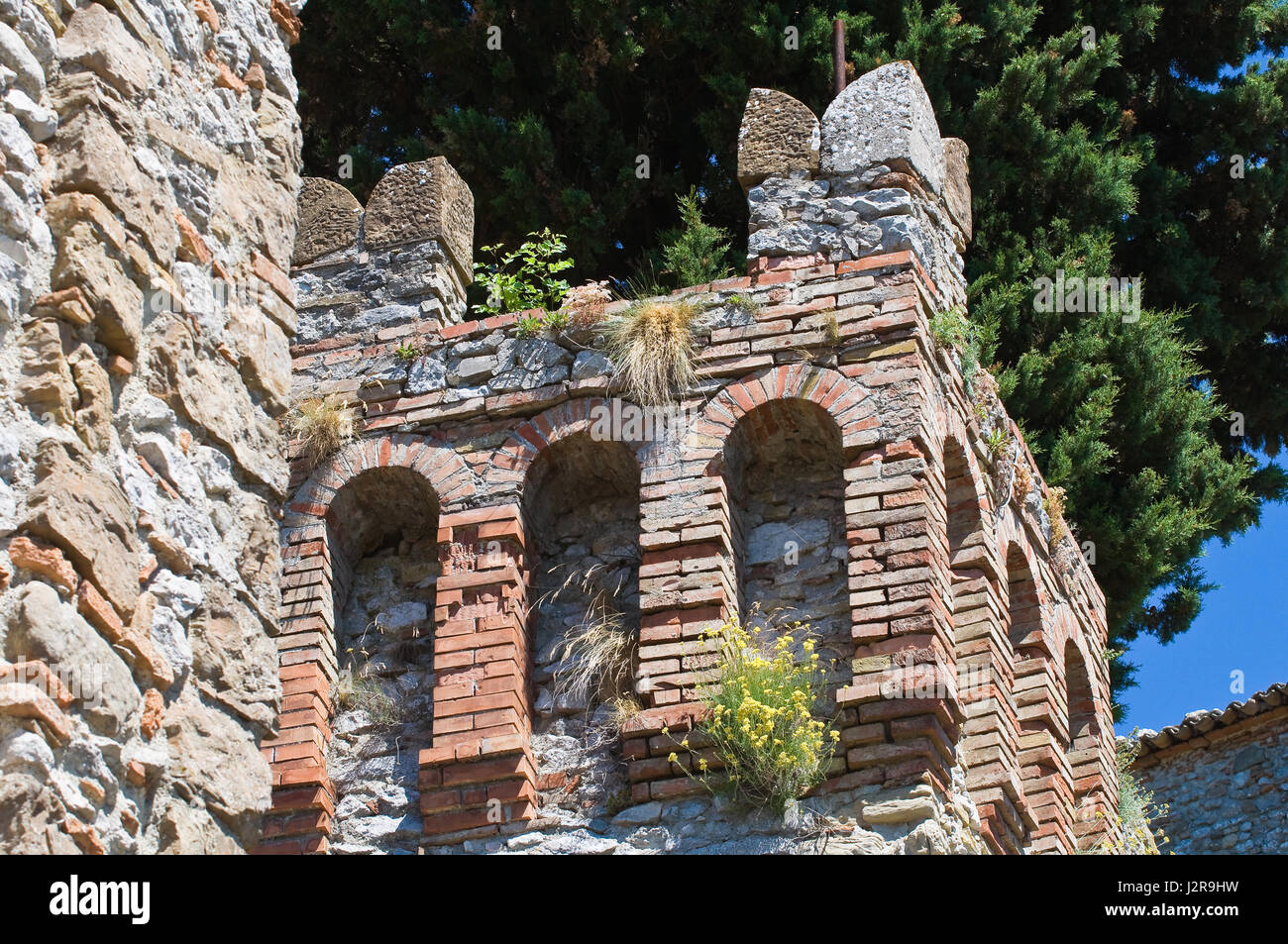 Burg Montebello. Emilia-Romagna. Italien. Stockfoto
