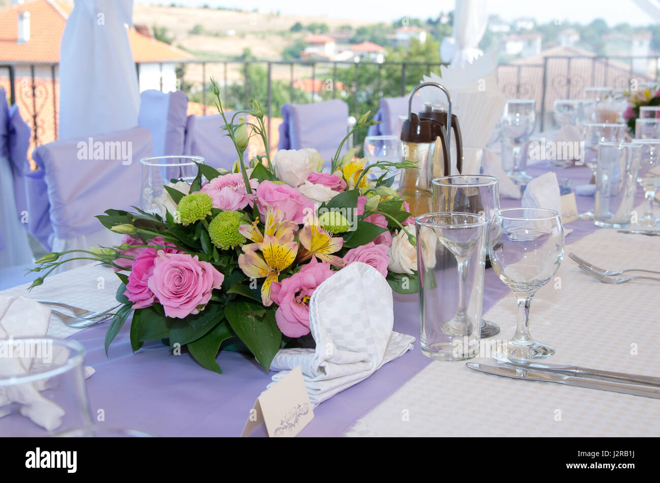 Urlaub-Dekor. Dekoration im Restaurant zum feiern. Stockfoto