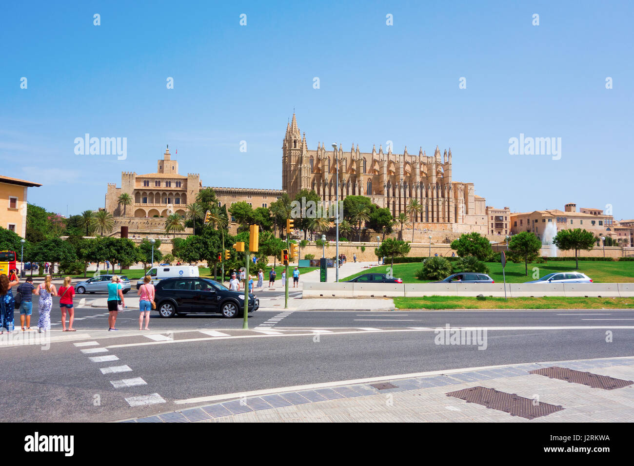 Kathedrale von Santa Maria von Palma (La Seu) in Palma De Mallorca, Mallorca. Balearen, Spanien, Europa. Stockfoto