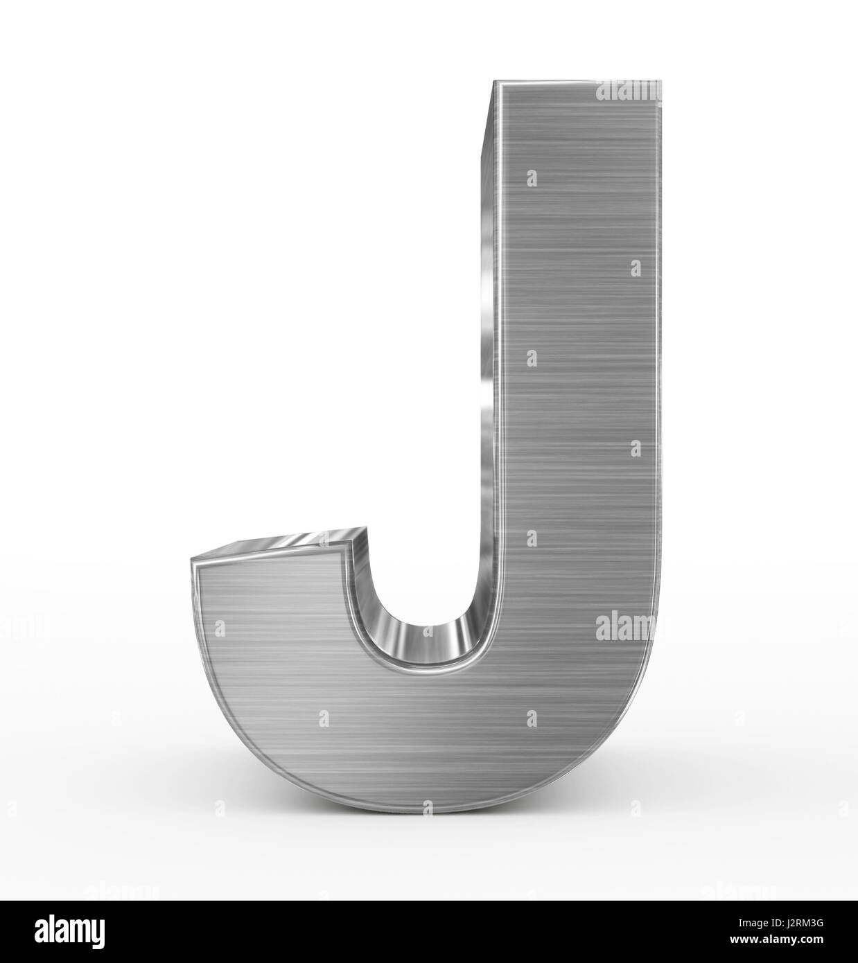 Buchstabe J 3d Metall isoliert auf weiss - 3d rendering Stockfoto