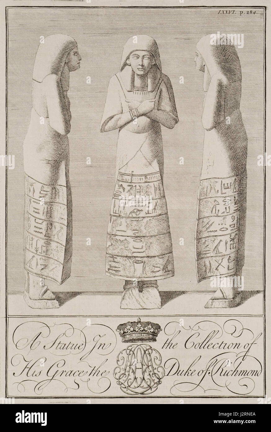 Eine Statue in der Auflistung seiner Gnade der Duke of Richmond - Pococke Richard - 1743 Stockfoto