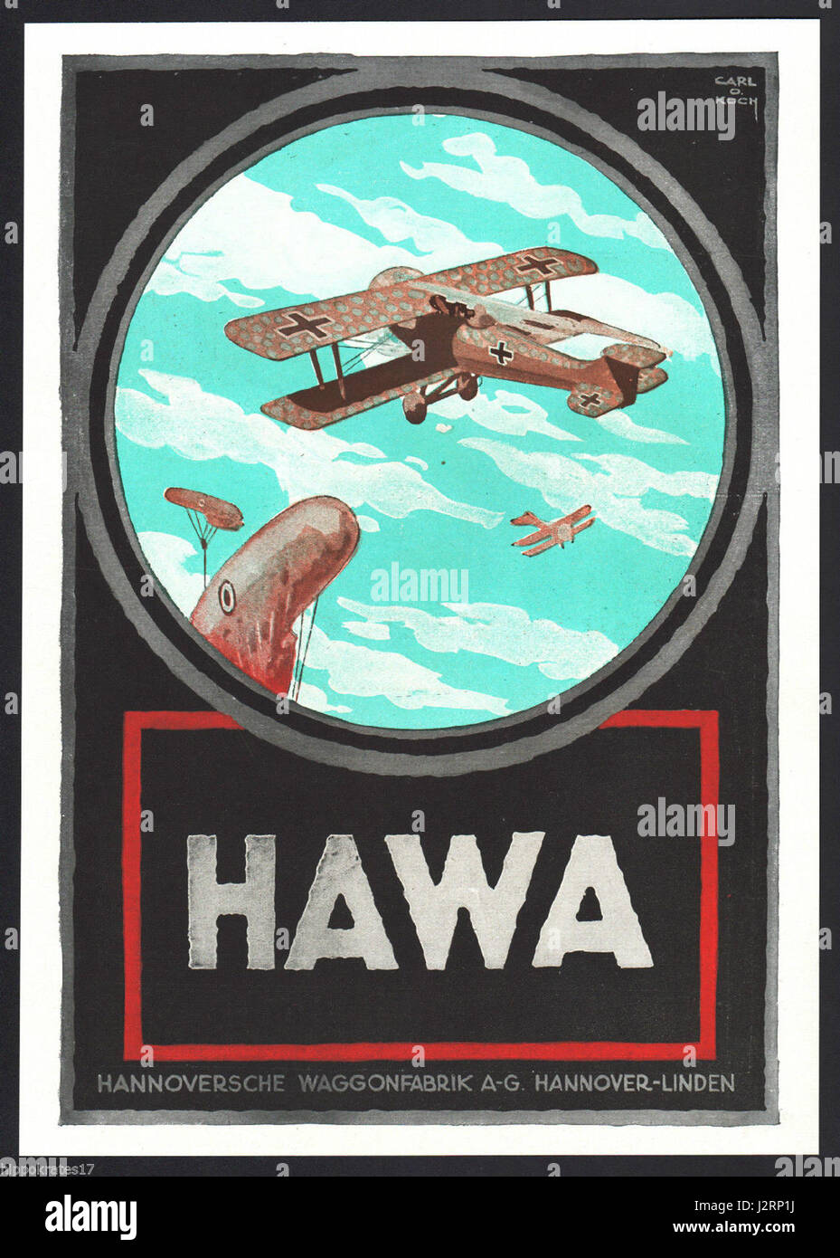 1919, ca. Werbung HAWA Hannoversche Waggonfabrik Kampfflugzeuge Stockfoto