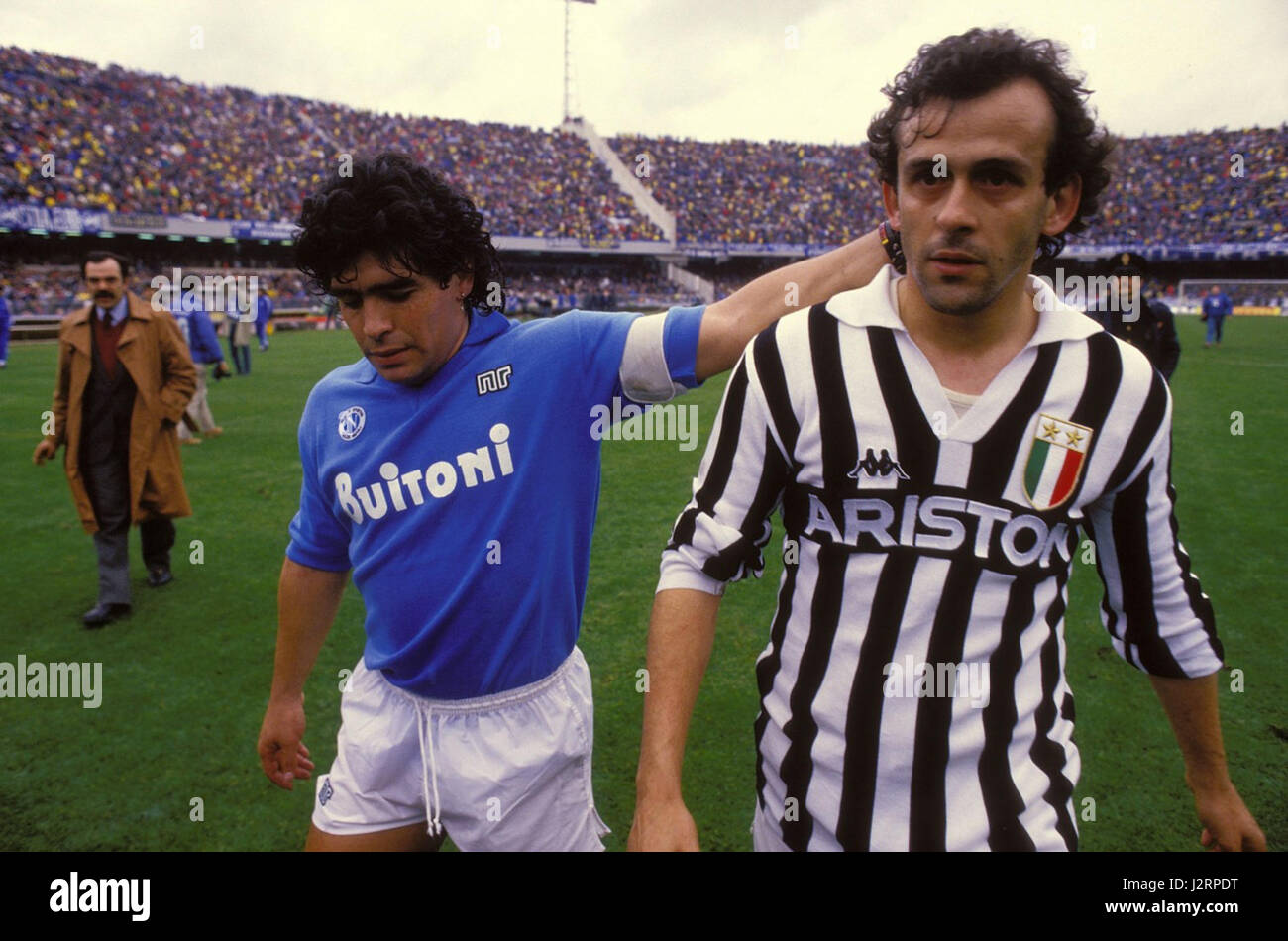 Diego Maradona & Michel Platini, 1986-87 Serie A – SSC Napoli gegen Juventus FC Stockfoto