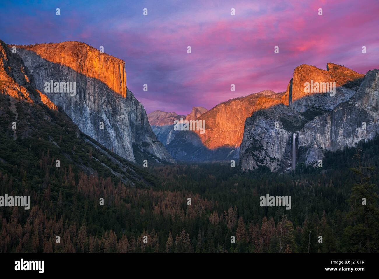 Sonnenlicht auf das Yosemite-Tal Stockfoto