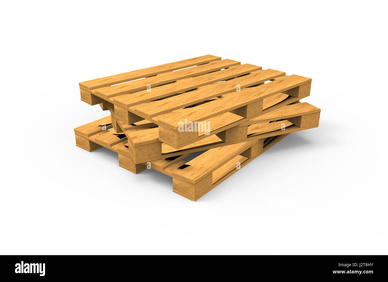 3D Holzpaletten, Isolated on White Background Stockfoto