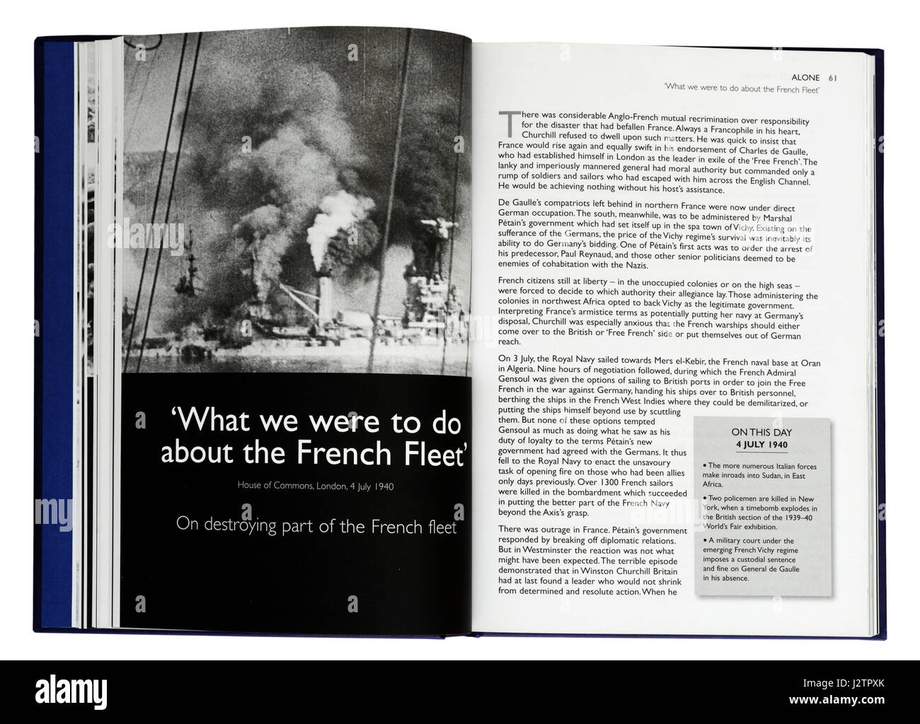 Was wir sind im Begriff, die französische Flotte zu tun: eine Seite aus einem Bildband von berühmten Winston Churchills Krieg reden Stockfoto