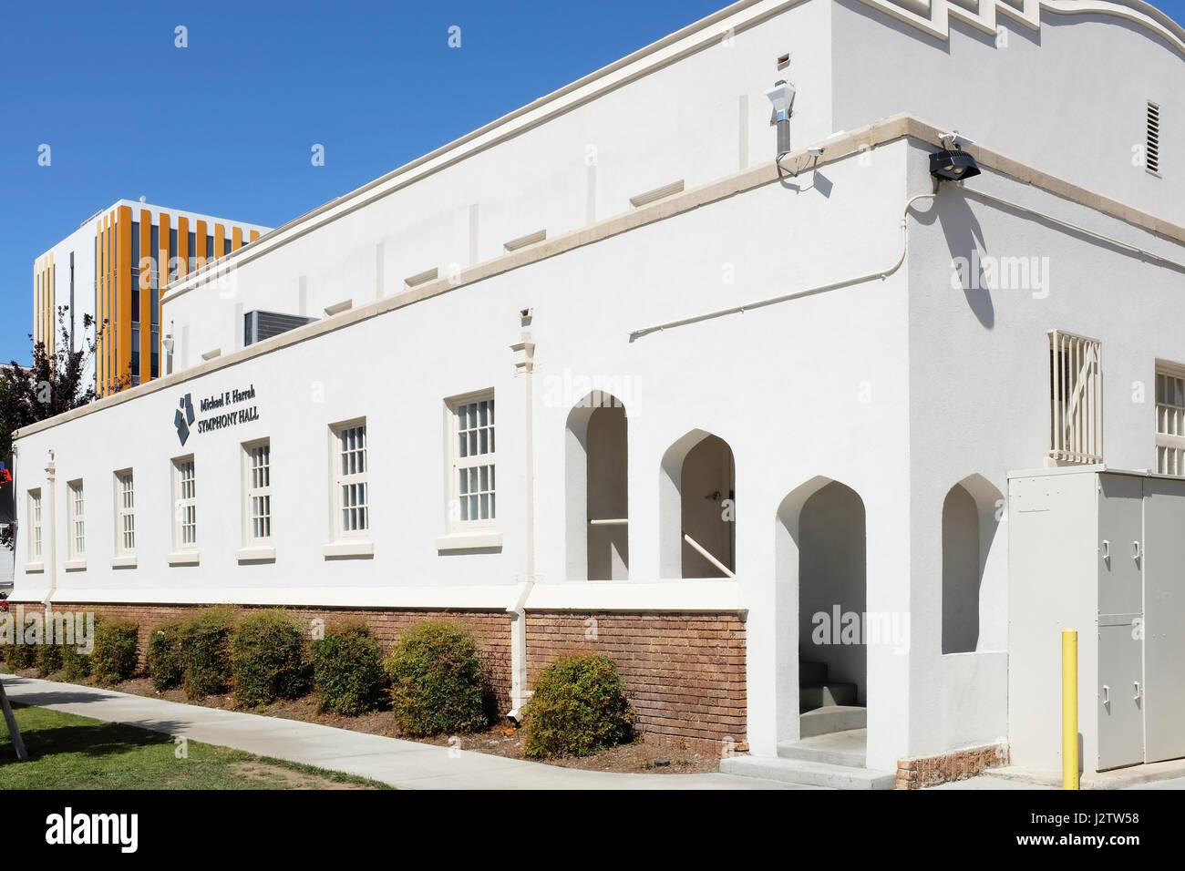 SANTA ANA, CA - 30. April 2017: Orange County School of the Arts Symphony Hall. Die Charter School richtet sich an Schüler der 7.-12. Klasse mit Talenten in t Stockfoto