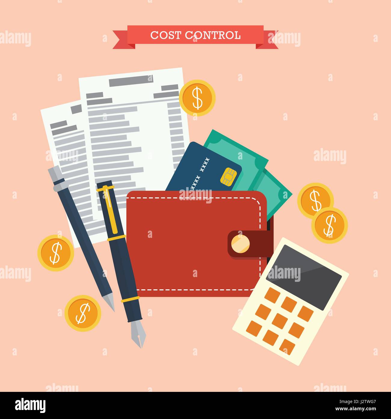 Kostenkontrolle-Konzept. Flachen Stil-Vektor-illustration Stock Vektor