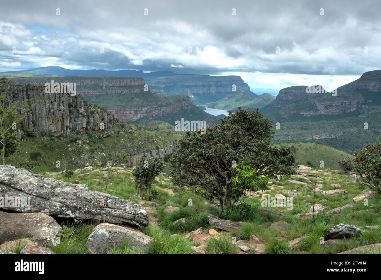 Blick auf die drei Rondavels in den Blyde River Canyon, Süd-Afrika Stockfoto