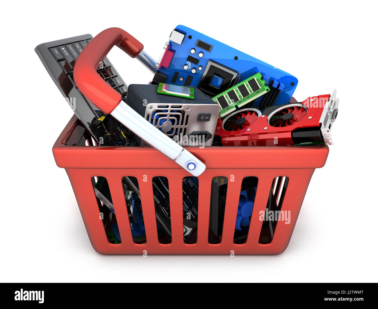 Computer Ersatzteillager. 3D illustration Stockfoto