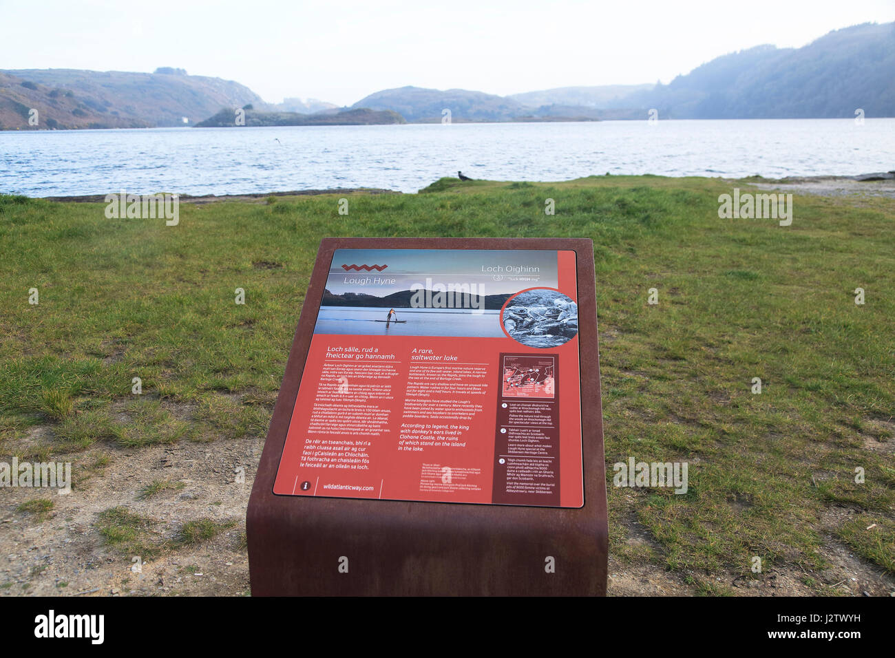 Informationstafel am Lough Hyne, in der Nähe von Skibbereen, County Cork, Irland, Republik Irland Stockfoto