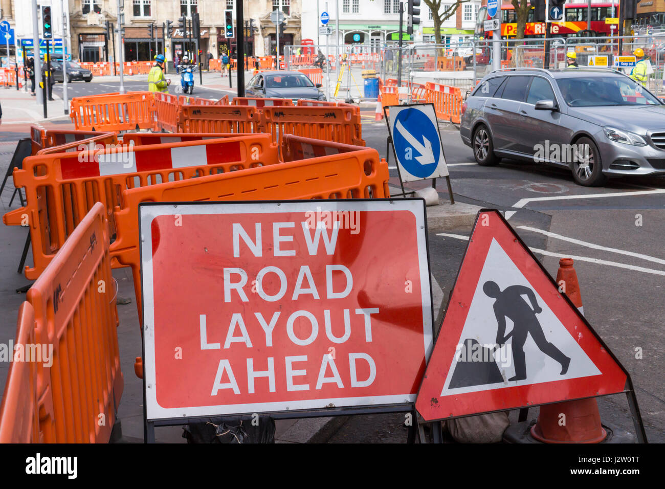 Das Stadtzentrum von Bristol Verkehrsprobleme-Straße arbeitet England Großbritannien Stockfoto