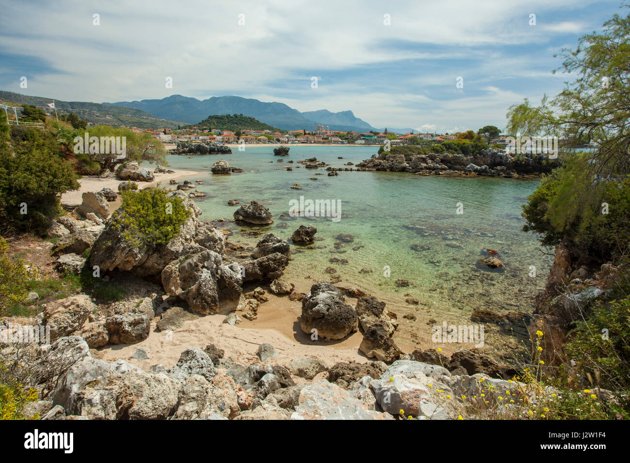 Frühling am Strand Stoupa, Messenien, Griechenland. Stockfoto