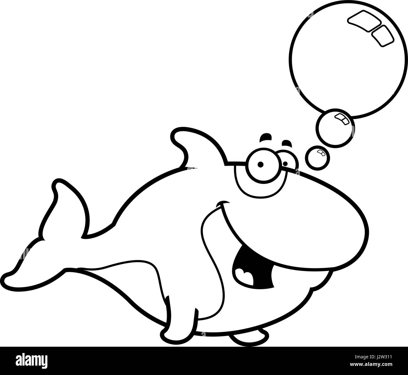 Ein Cartoon Illustration ein Schwertwal sprechen. Stock Vektor