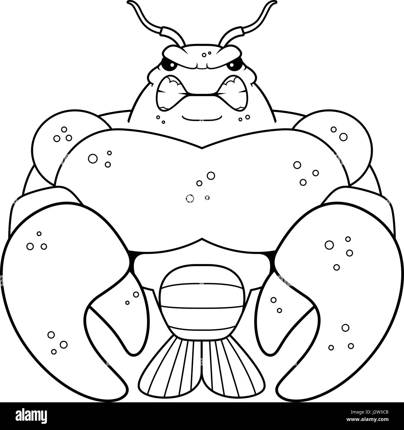 Ein Cartoon Illustration eine muskulären Langusten suchen Sie wütend. Stock Vektor