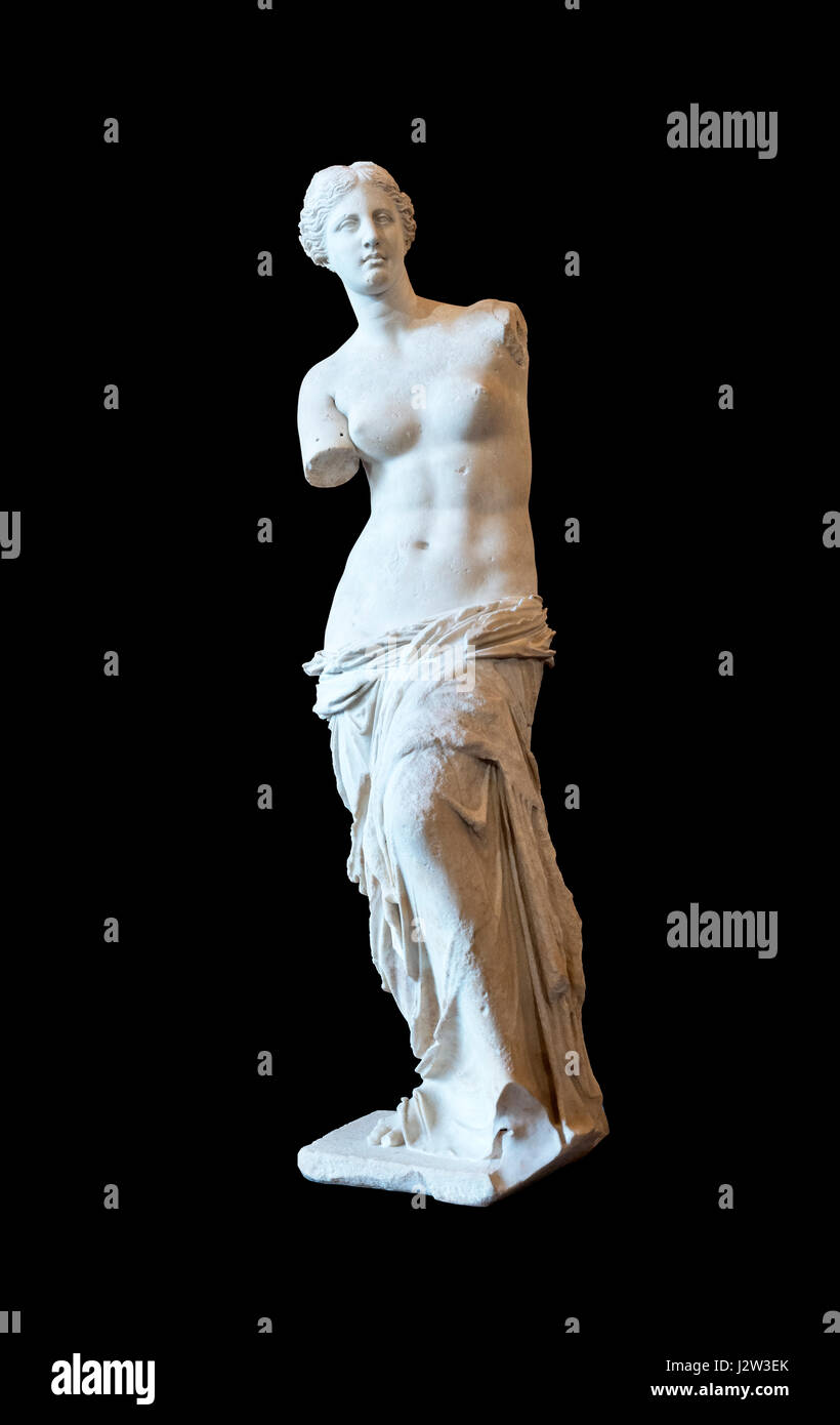 Venus de Milo (Aphrodite von Milos), eine antike griechische Statue aus der Zeit um 130-100 v. Chr.. Stockfoto Venus de Milo (Aphrodite von Milos), eine antike griechische Statue aus der Zeit um 130-100 v. Chr.. Stockfoto