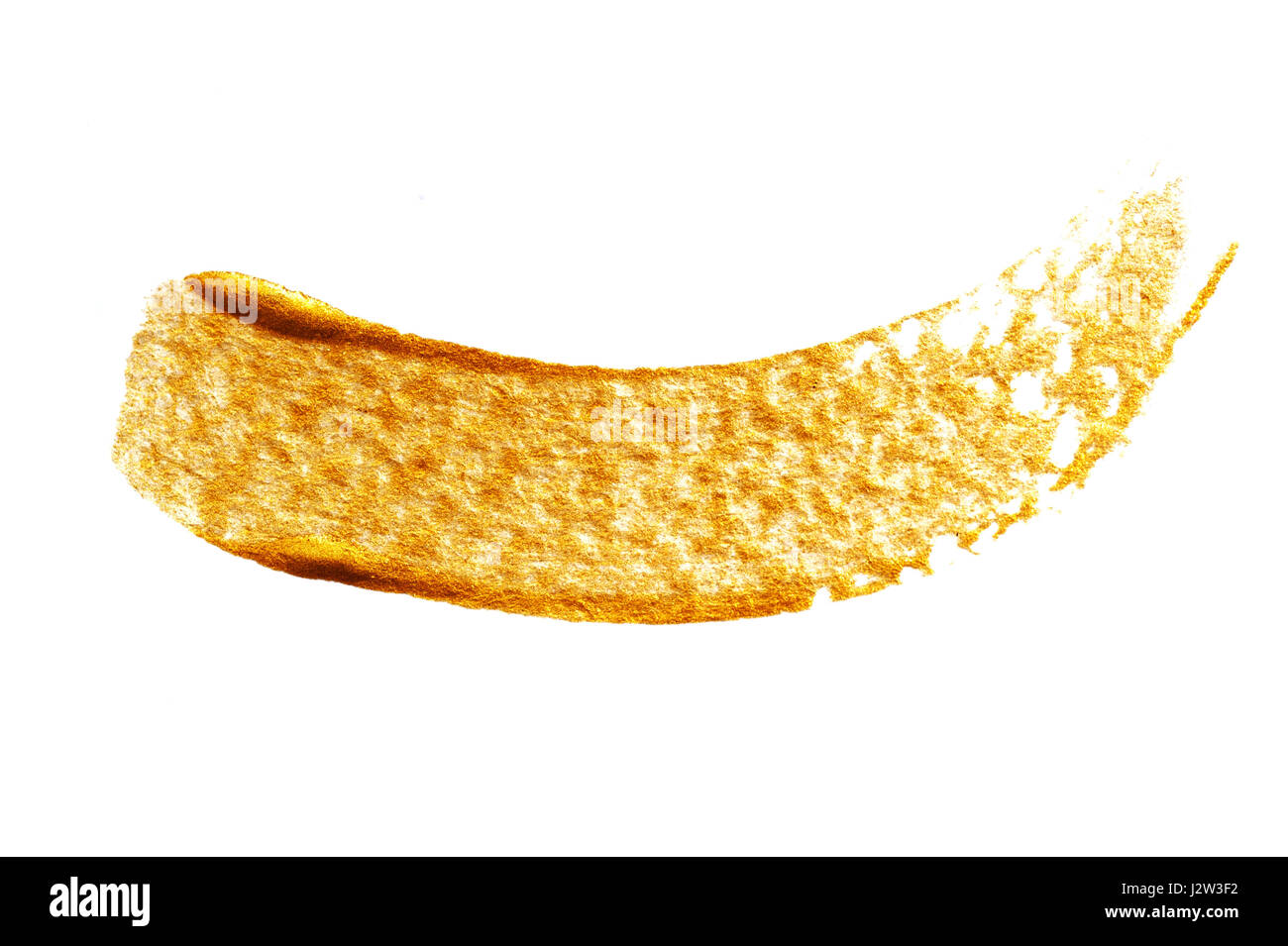Abstrakte Goldgrund mit Acrylfarbe Pinsel auf weißem Hintergrund Stockfoto