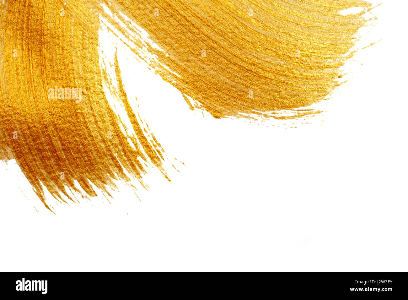 schöne große abstrakte Goldgrund mit Acrylfarbe Pinsel auf weißem Hintergrund Stockfoto