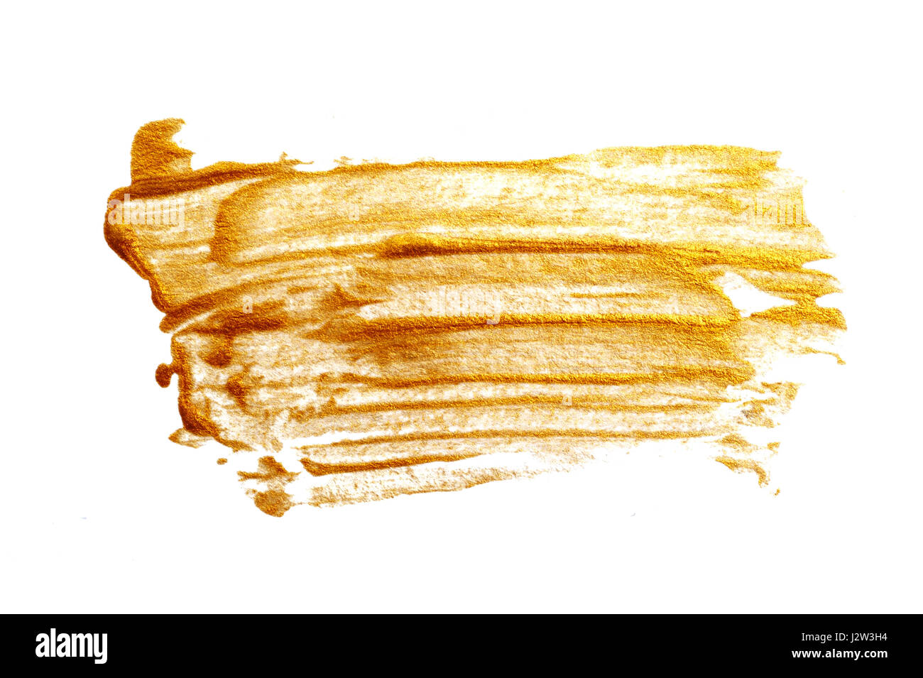Abstrakte Goldgrund mit Acrylfarbe Pinsel auf weißem Hintergrund Stockfoto