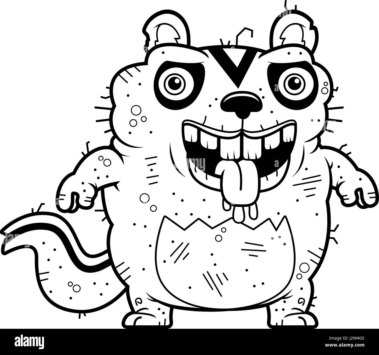 Ein Cartoon Illustration einer hässlichen Streifenhörnchen Stand. Stock Vektor