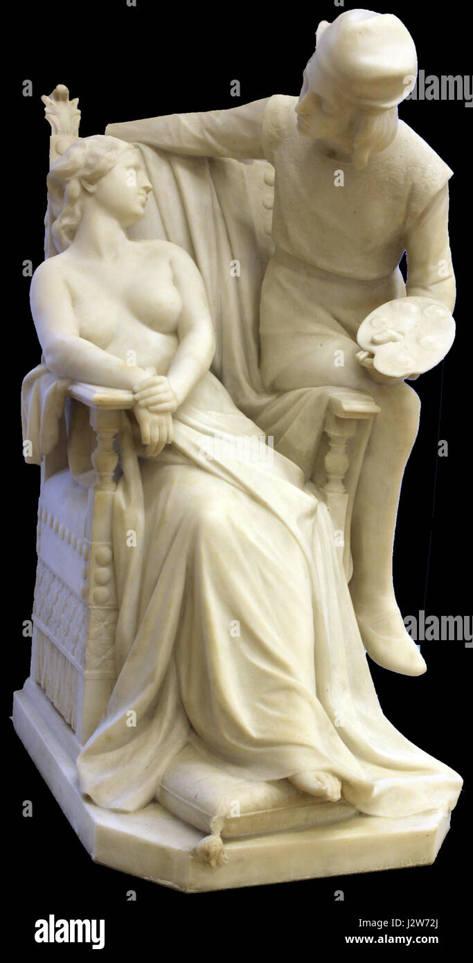 Dies bezieht sich auf ein Werk von Francesco Vichy, das wahrscheinlich Raphaelâ berühmtes Gemälde der Fornarina darstellt und ein berühmtes künstlerisches Motiv der Renaissance aus Italien hervorhebt. Stockfoto