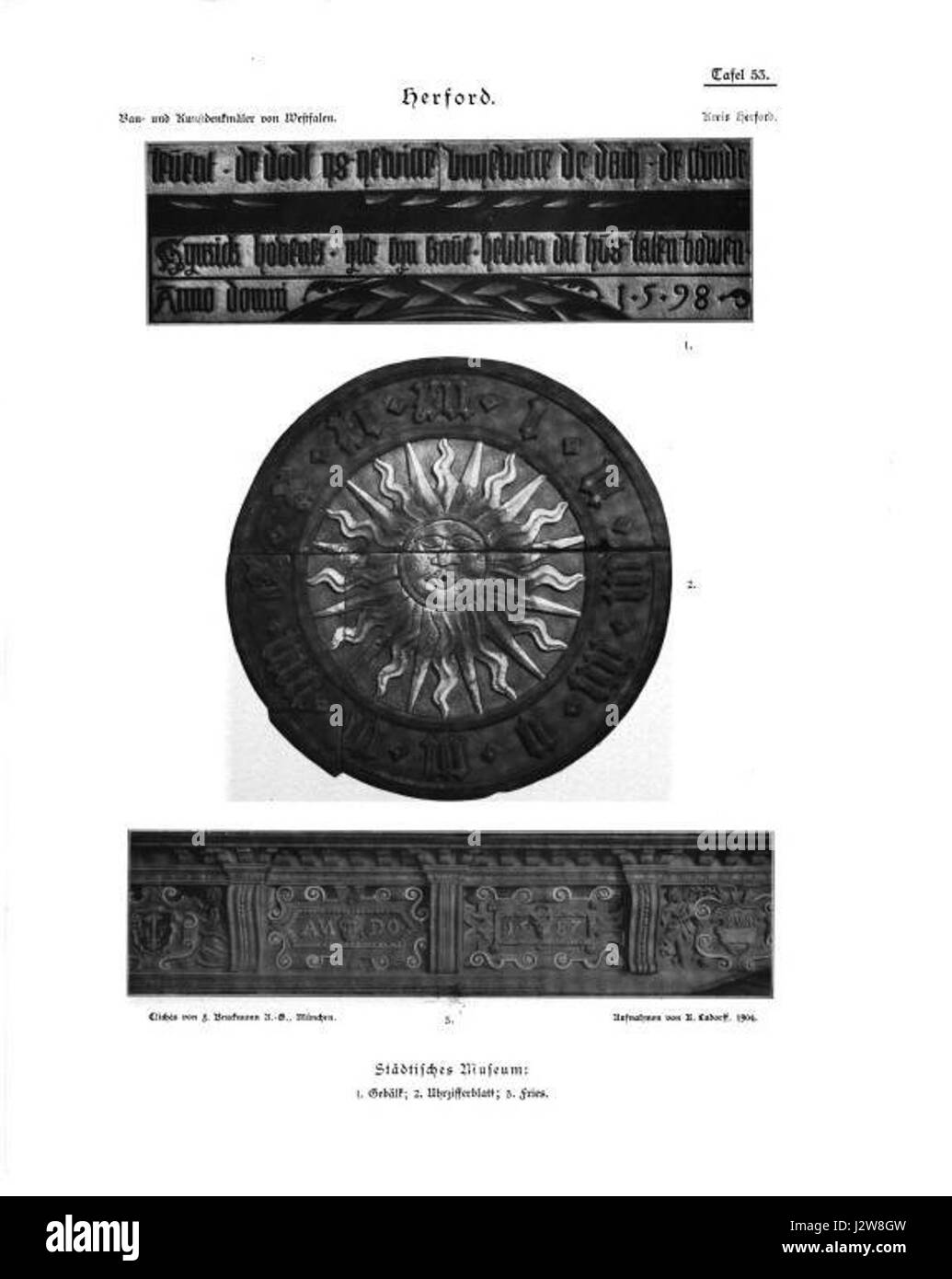 Die Herford Tafel 53 ist ein historisches Artefakt, das Teil einer Sammlung deutscher Geschirr- und Kulturgüter ist. Das Stück bietet einen Einblick in die Handwerkskunst und das Design deutscher Keramik und Porzellan aus dem 18. Oder 19. Jahrhundert. Stockfoto