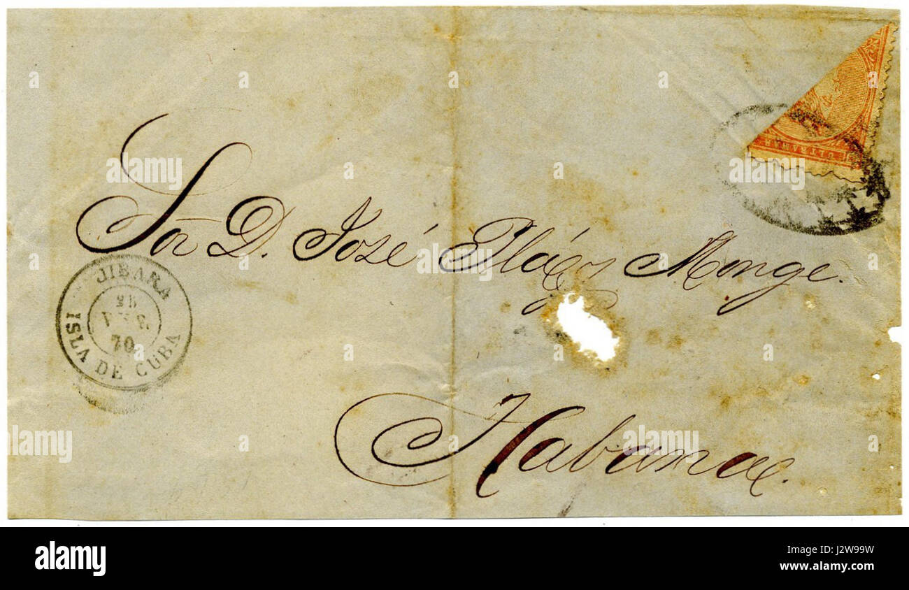 Die Veranstaltung 1869 in Kuba, an der die Region Jibara in Havanna beteiligt war, markiert einen bedeutenden Moment in der kubanischen Geschichte, der wahrscheinlich mit dem kubanischen Unabhängigkeitskrieg oder einem großen sozialen Wandel in dieser Zeit zusammenhängt. Stockfoto