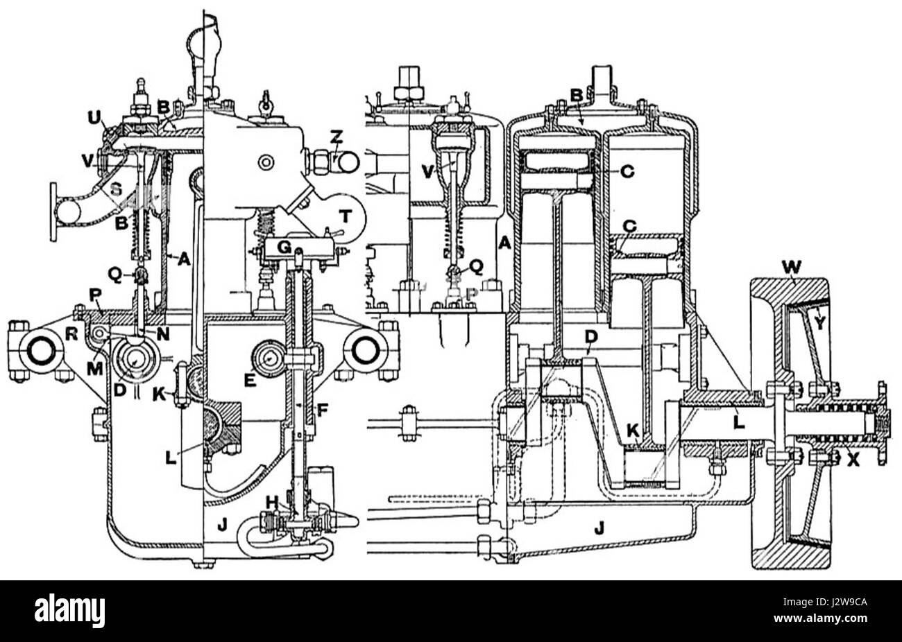 Diese Abbildung aus dem Jahr 1913 zeigt die Seitenansicht eines Enfield-Motors mit 18-24 PS und zeigt die mechanische Konstruktion und technische Aspekte der Motoren des frühen 20. Jahrhunderts. Stockfoto