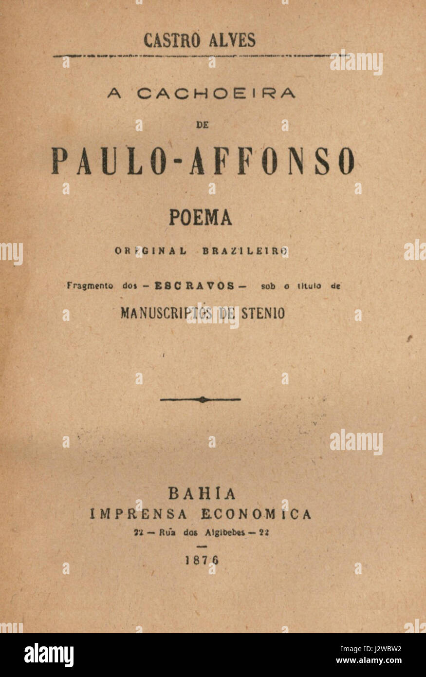 Ein Cachoeira de Paulo Afonso (Castro Alves - 1876) Stockfoto