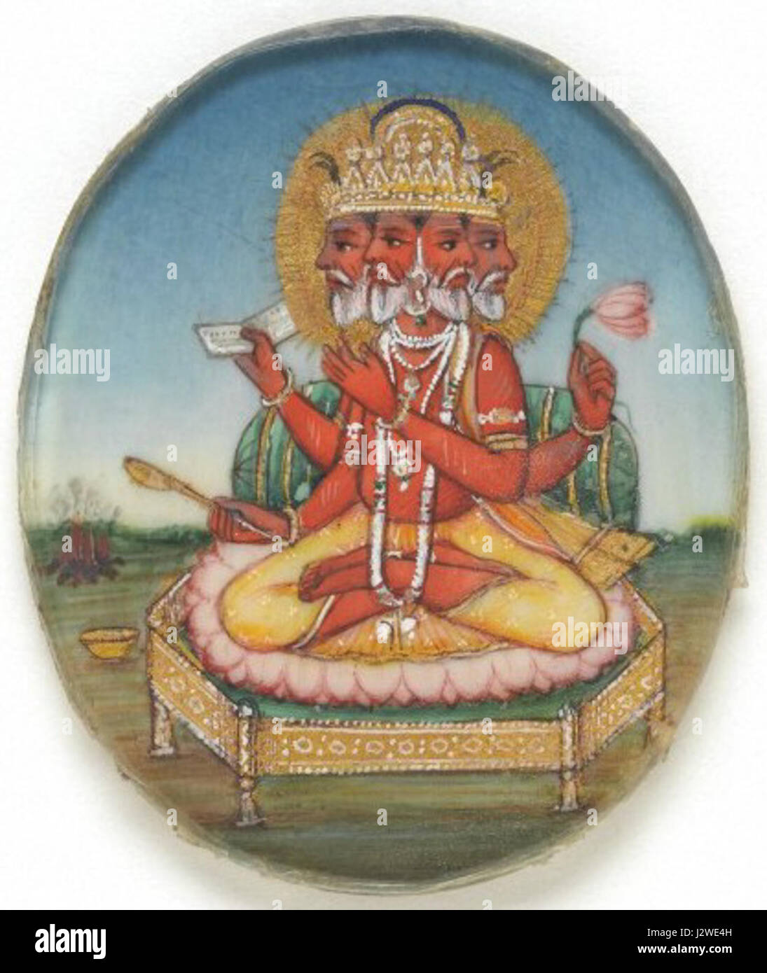 Ein Rundlauf, der Brahma, den hinduistischen Gott der Schöpfung, darstellt, der gemeinhin mit der Erschaffung des Universums und Teil der hinduistischen dreifaltigkeit neben Vishnu und Shiva assoziiert wird. Stockfoto