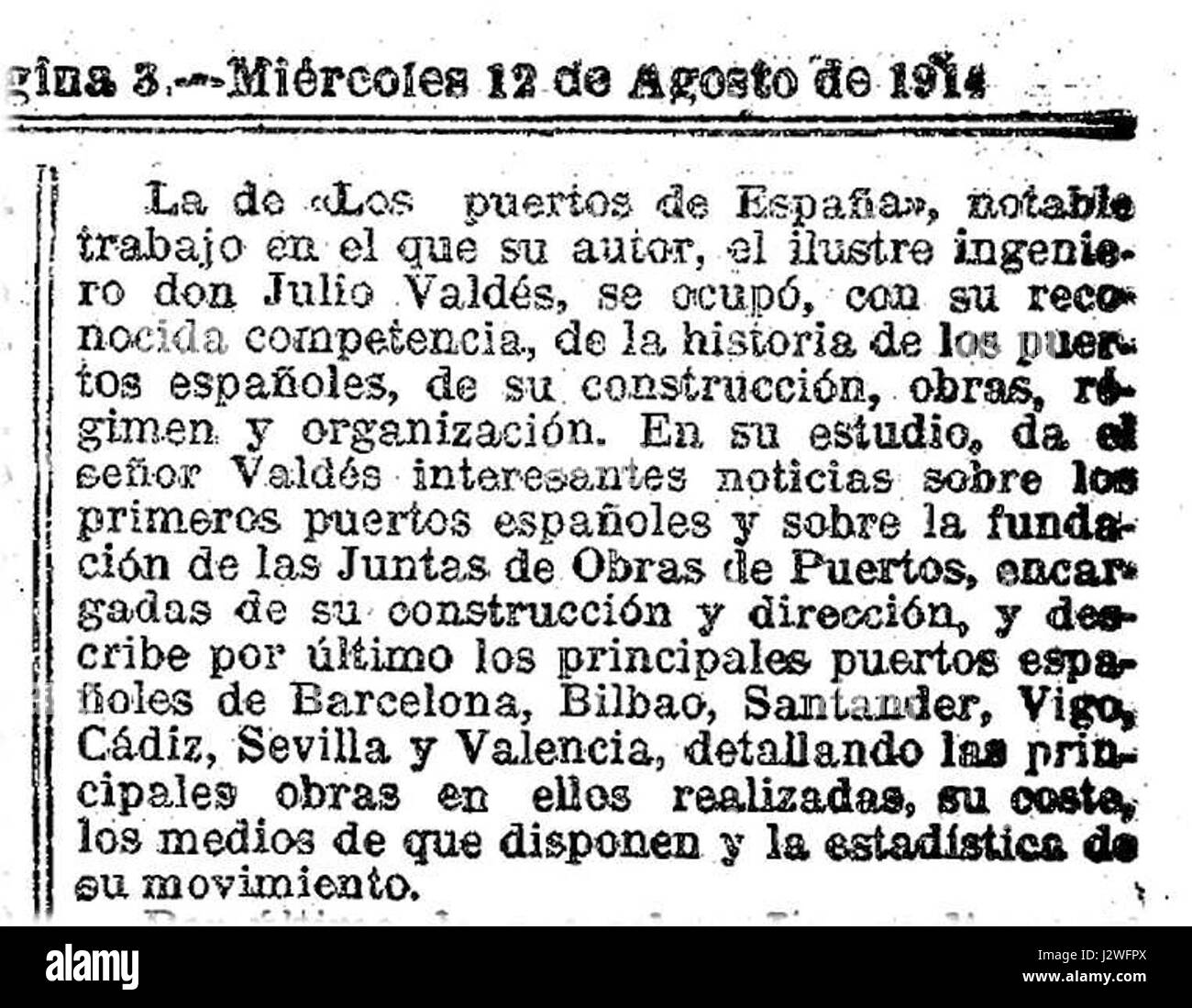 1914.Julio-Valdes-los-puertos-de-Espana Stockfoto