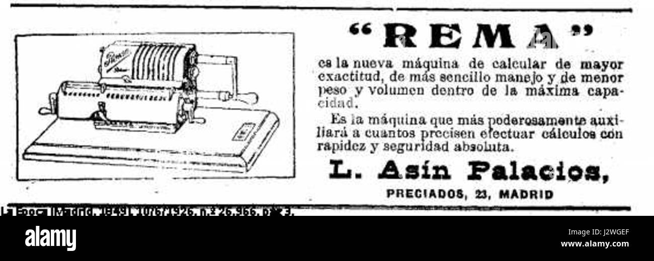 Die „Rema“-Rechenmaschine, die 1926 entwickelt wurde, war ein früher mechanischer Rechner. Es war Teil der technischen Fortschritte im frühen 20. Jahrhundert für mathematische und industrielle Zwecke. Stockfoto