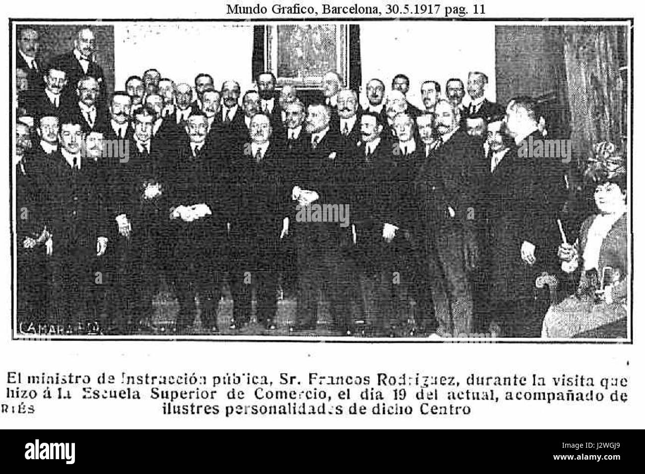 1917-Escuela-Superior-Comercio-visita-Ministro Stockfoto
