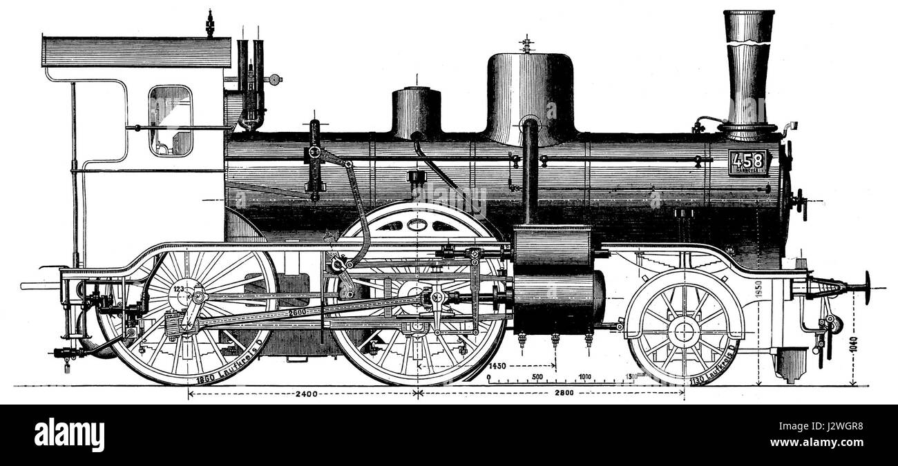 1885 Verbund-Schnellzüge-Lokomotive-Hannover Stockfoto