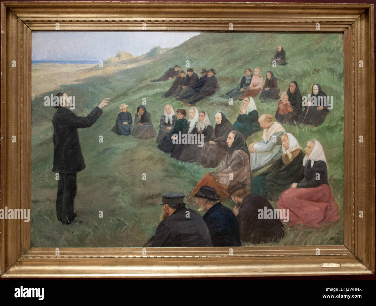 Ein Feld-Predigt von Anna Ancher, mit Rahmen Stockfoto