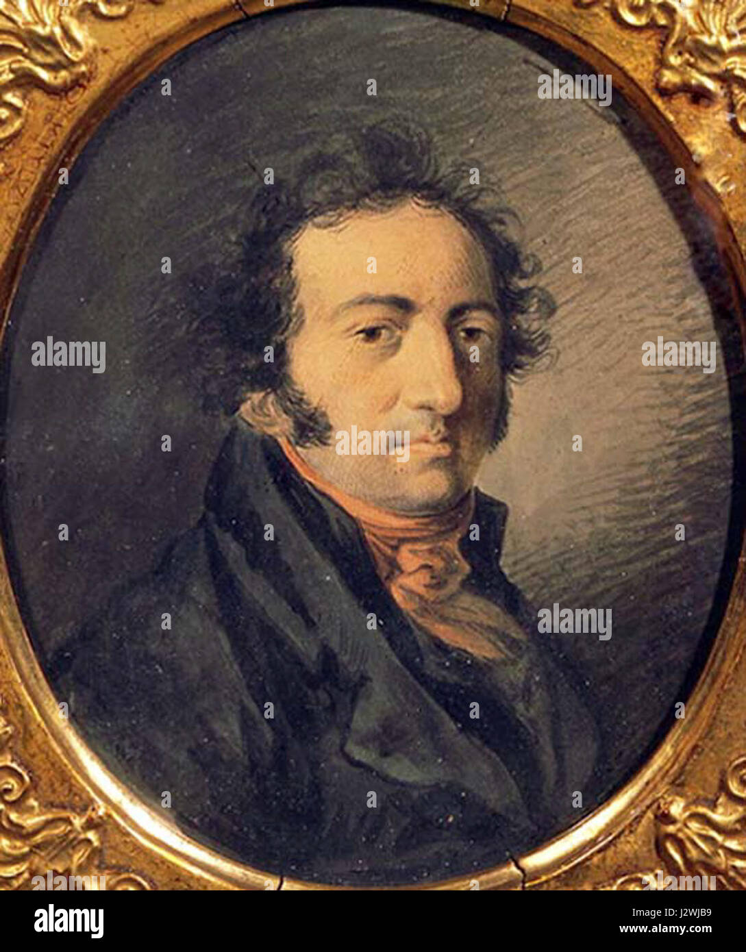 Das Werk „Alexander Molinari“ von Orlovsky zeigt ein detailliertes Porträt von Molinari, das seinen Charakter und seine Bedeutung durch Kunst einfängt. Stockfoto