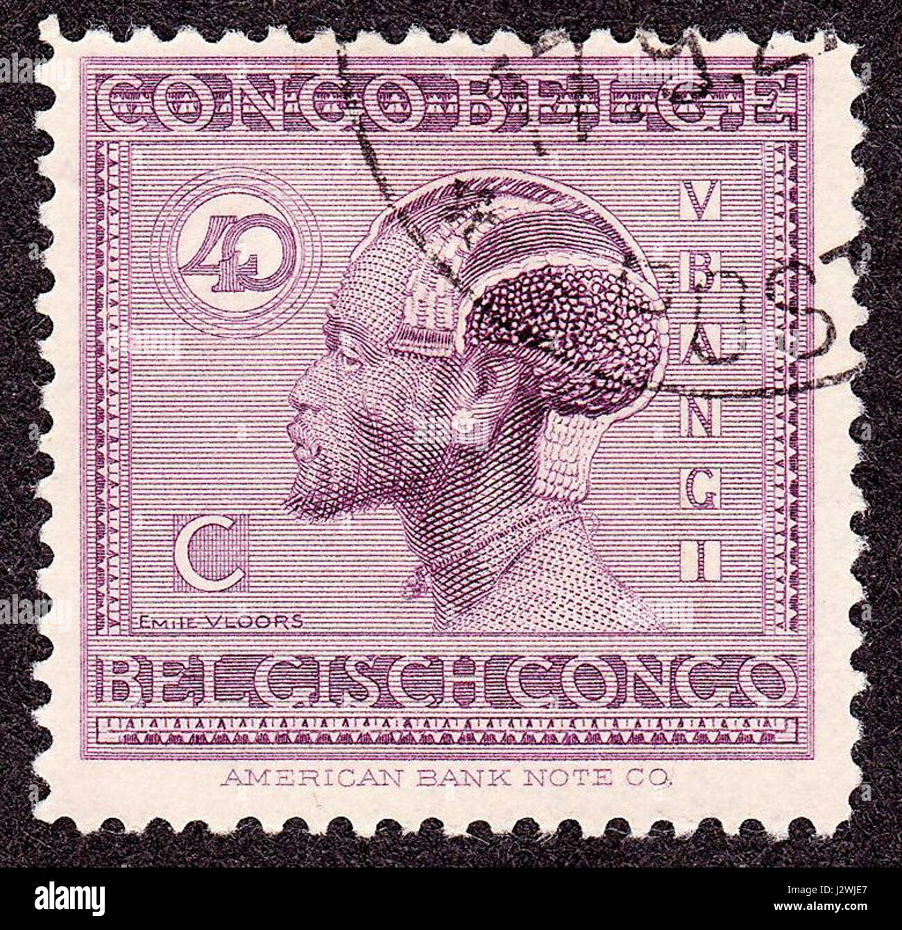 Belgisch-Kongo 1925 Ausgabe - 50 ° c Stockfoto