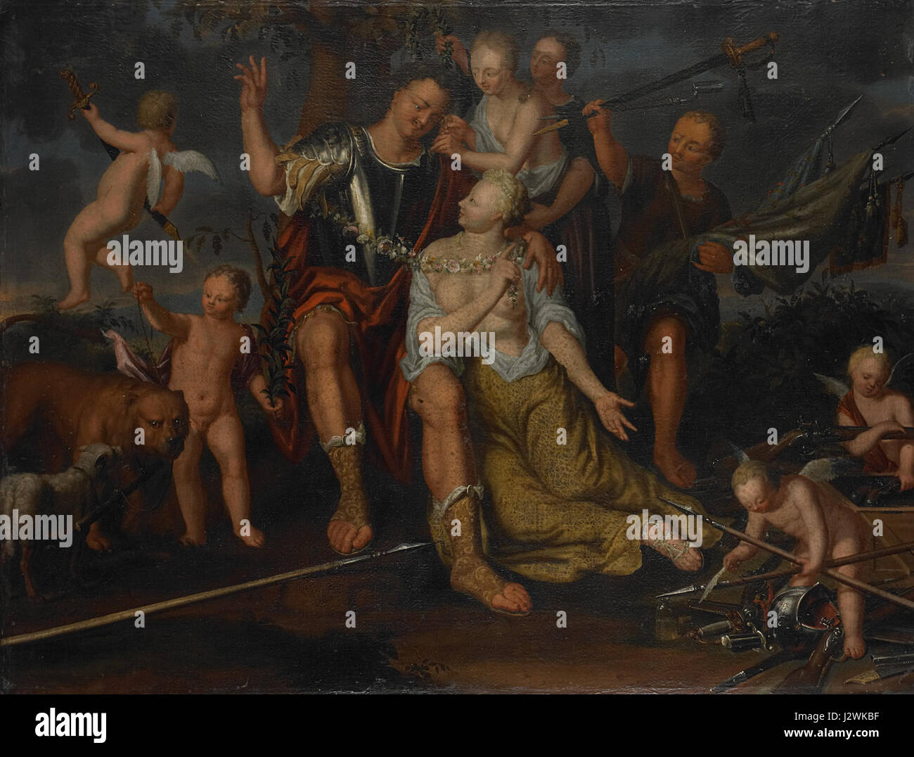 Allegorie op de vrede ist ein allegorisches Gemälde im Rijksmuseum in Amsterdam. Das Gemälde repräsentiert das Thema des Friedens und wird wahrscheinlich symbolische Bilder aufweisen, wie es in der historischen Kunst üblich war, um Tugenden wie Frieden, Gerechtigkeit und Harmonie darzustellen. Stockfoto