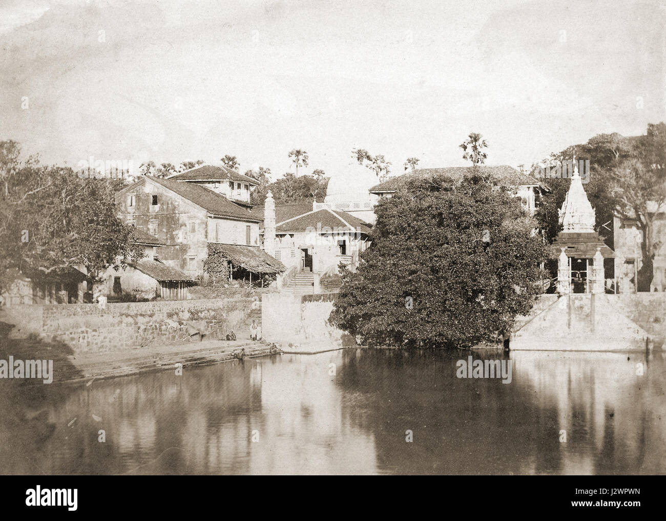 Banganga Tank und Walkeshwar Temple, Bombay, c. 1855 Stockfoto