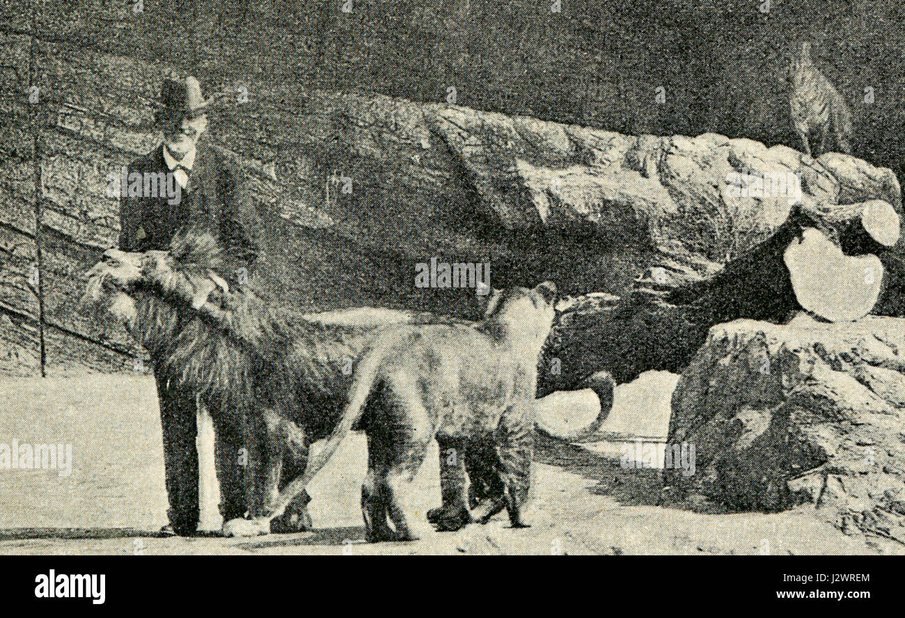 Carl Hagenbeck war ein deutscher Tierhändler, Trainer und Zoodesigner, der vor allem für die Revolution des Zoodesigns und der Tierausstellungen im 19. Jahrhundert bekannt war. Stockfoto