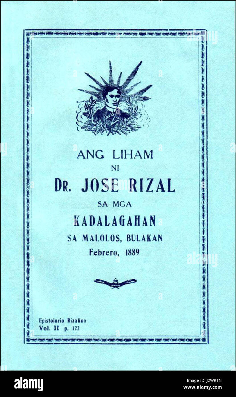 Ang Liham ni Dr. Jose Rizal sa Mga Kadalagahan sa Malolos, Bulakan Stockfoto