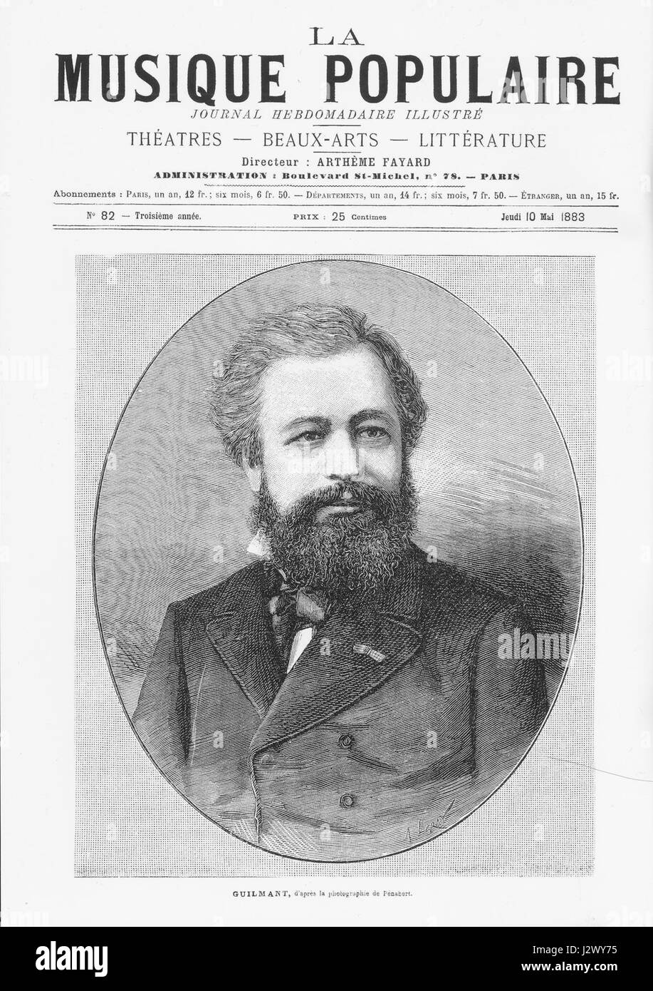 Alexandre Guilmant war ein französischer Komponist und Organist, bekannt für seine Beiträge zur Orgelmusik während der Romantik, einschließlich seiner symphonischen Orgelwerke und Kompositionen für liturgische Musik. Stockfoto