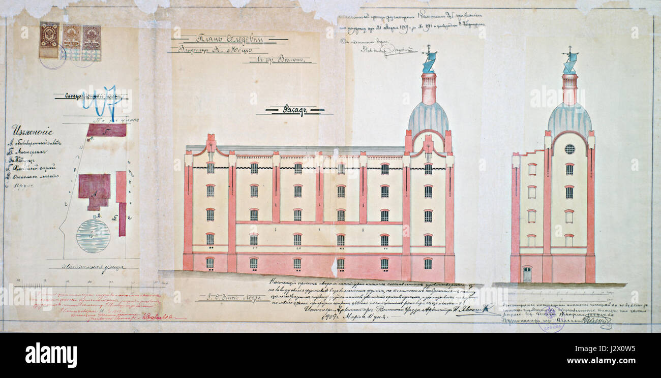 AGAD Plany Rozbudowy Browaru Karola Mosza w Wieluniu 1 Stockfoto