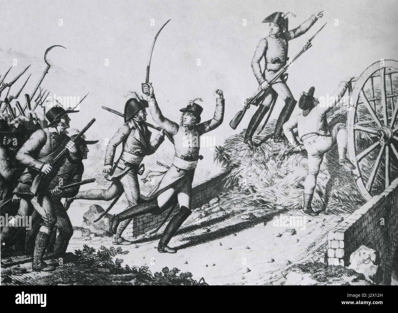 Die Schlacht von Thouars, die 1793 während der Französischen Revolution ausgetragen wurde, war ein bedeutendes militärisches Gefecht zwischen revolutionären Kräften und royalistischen Aufständischen in Westfrankreich. Stockfoto