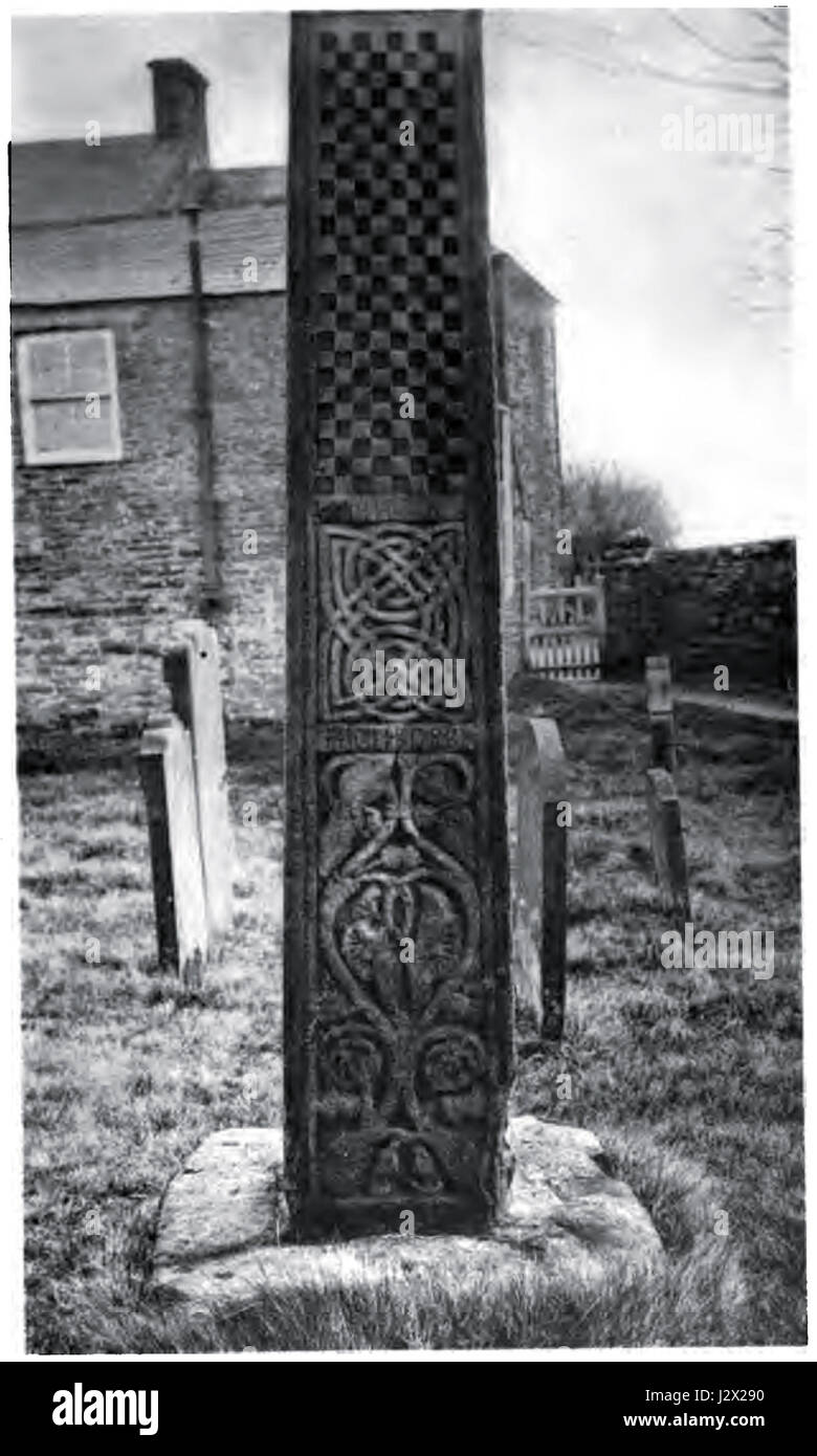 Bewcastle Cross, North Face, untere Stockfoto