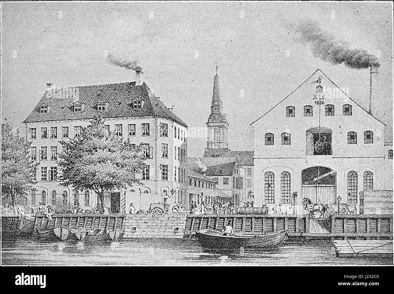 Baumgarten Og Burmeisters Fabrik ca. 1850 Stockfoto