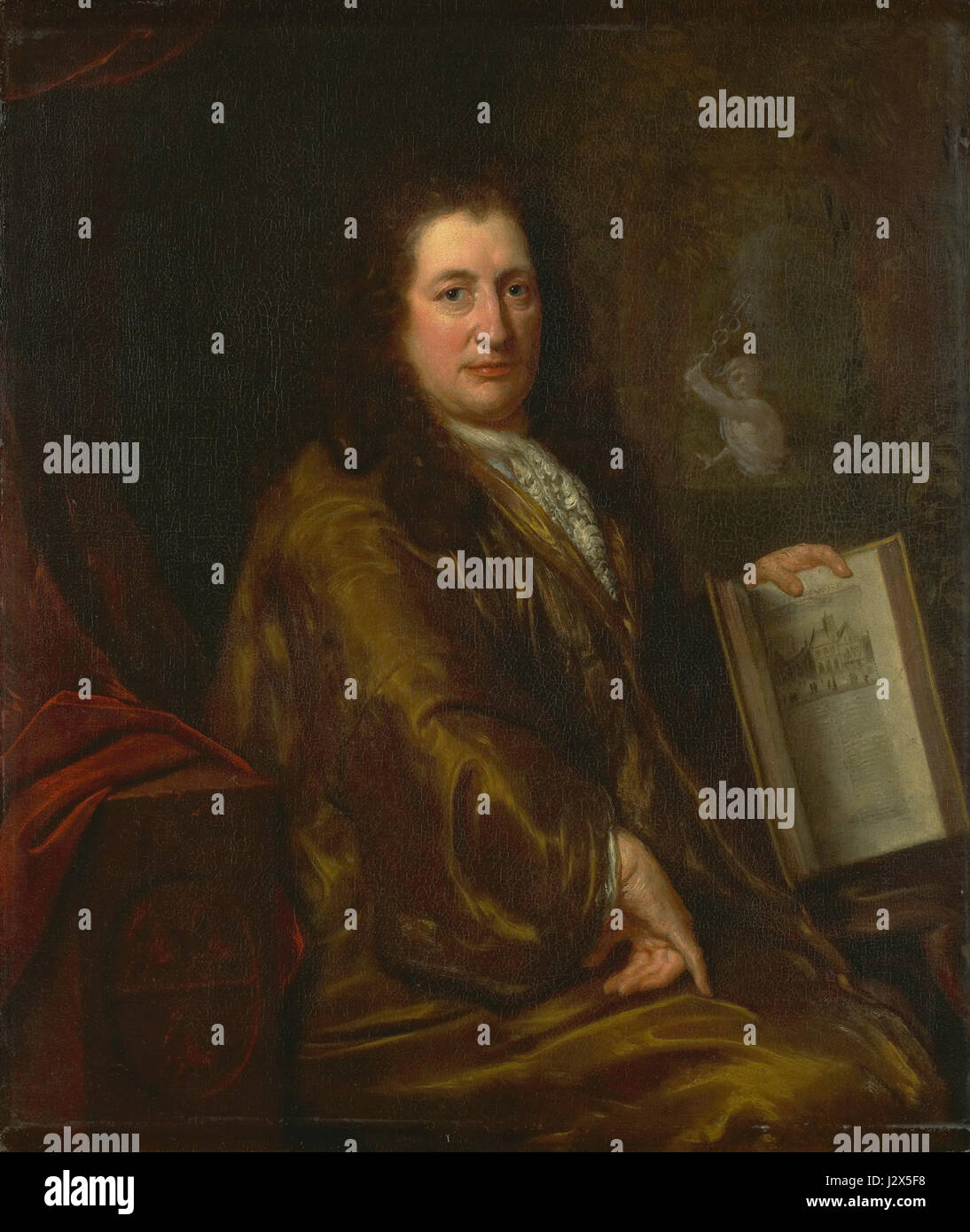 Casparus Commelin (1636-93). Boekverkoper, courantier En Stadshistorieschrijver met Zijn 'Beschrijvinghe van Amsterdam' van 1693 Rijksmuseum SK-C-517 Stockfoto
