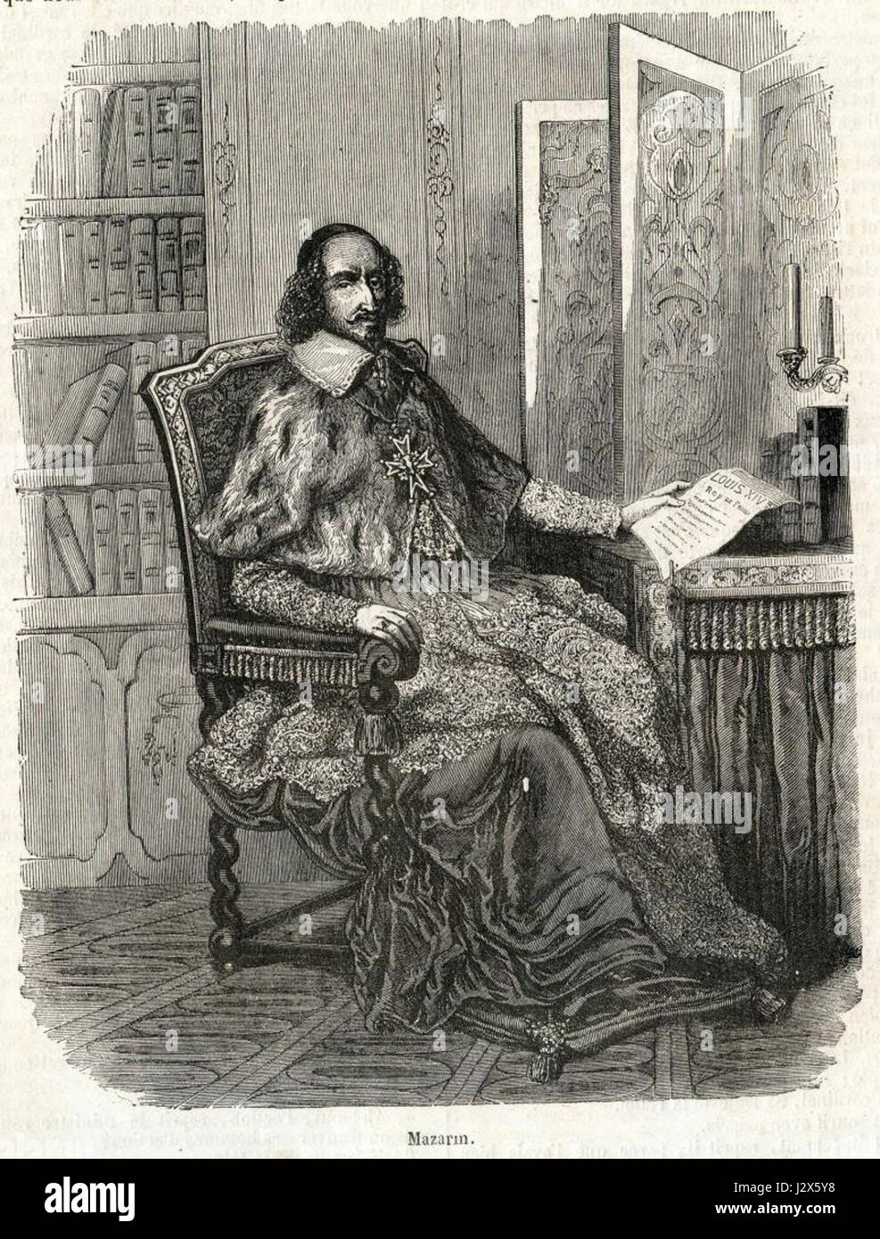 Kardinal Jules Mazarin war eine Schlüsselfigur im Frankreich des 17. Jahrhunderts und diente als Chefminister Ludwigs XIV. Sein politischer Einfluss prägte die französische Politik während der Fronde und in den ersten Jahren der Herrschaft Ludwigs XIV. Stockfoto