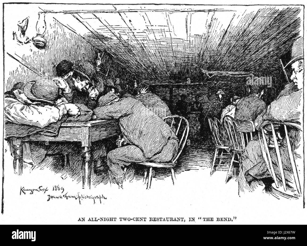 Eine ganze Nacht zwei-Cent-Restaurant in The Bend - Zeichnung, beschnitten Stockfoto